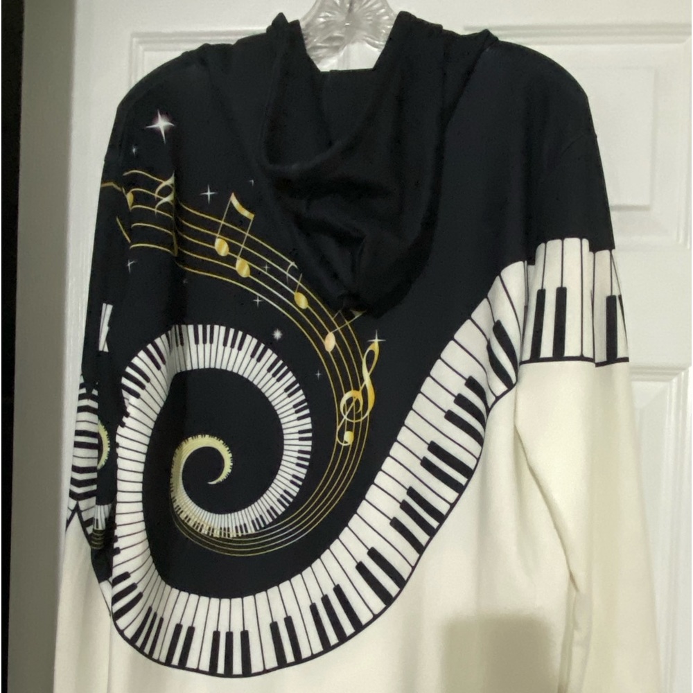 Women or men’s pullover with hood. Music Theme
